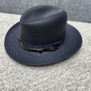 Stratton self forming trooper hat straw navy blue size 7-1/8 (style 42)